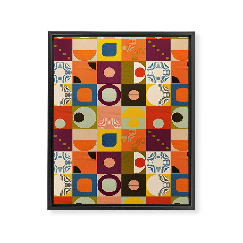 Vibrant Geometric Squares and Circles Pattern - Modern Craft Framed Canvas Print Gallery Image 8
