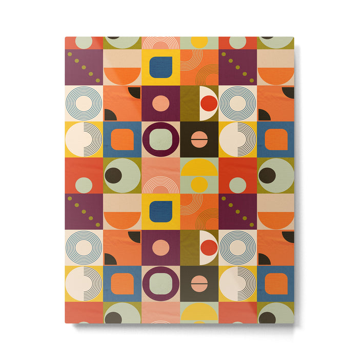 Vibrant Geometric Squares and Circles Pattern - Modern Craft Metal Print Gallery Image 1