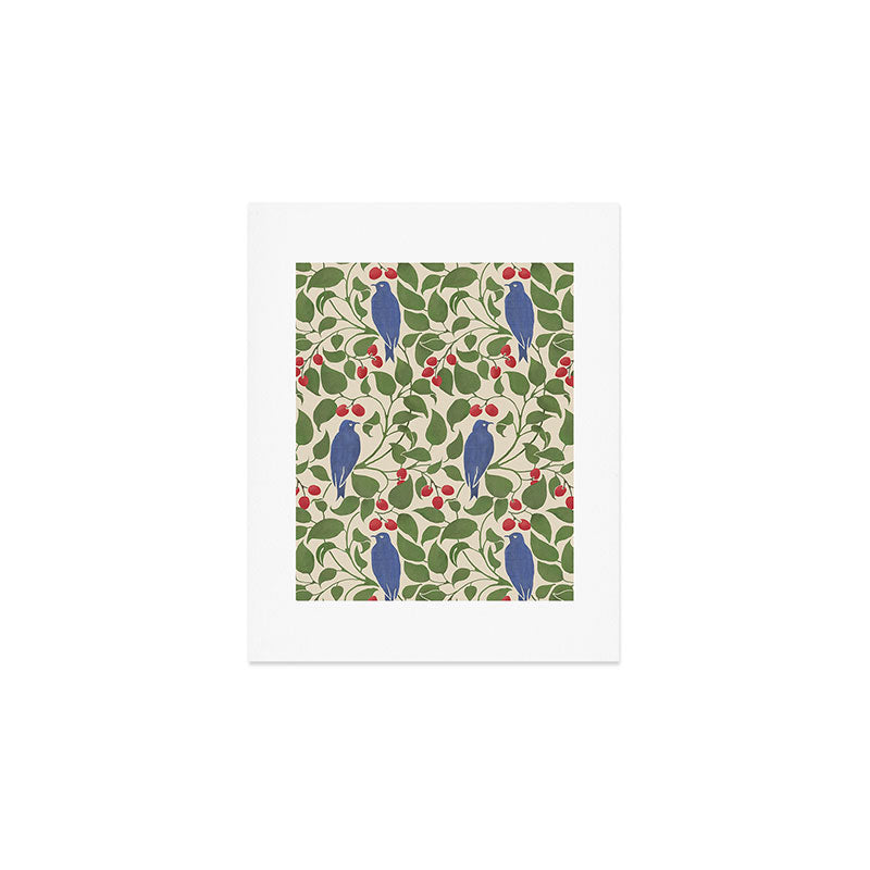 Vintage Blue Birds And Cherries Art Print Gallery Image 1