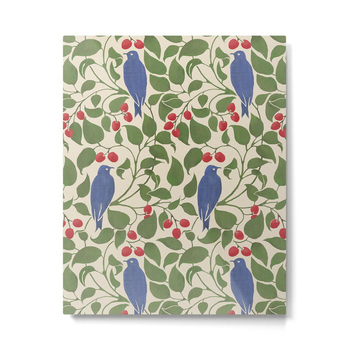 Vintage Blue Birds And Cherries Metal Print Gallery Image 1