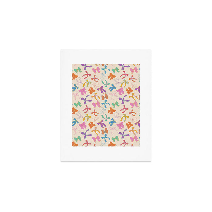 Vintage Coquette Colorful Bows Pattern Art Print Gallery Image 1