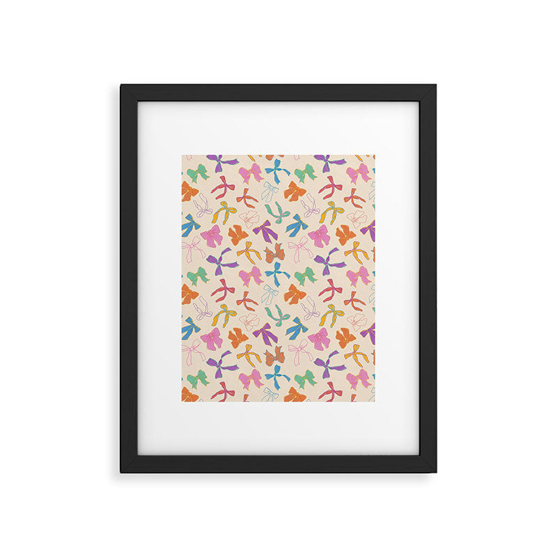 Vintage Coquette Colorful Bows Pattern Framed Art Print Gallery Image 6