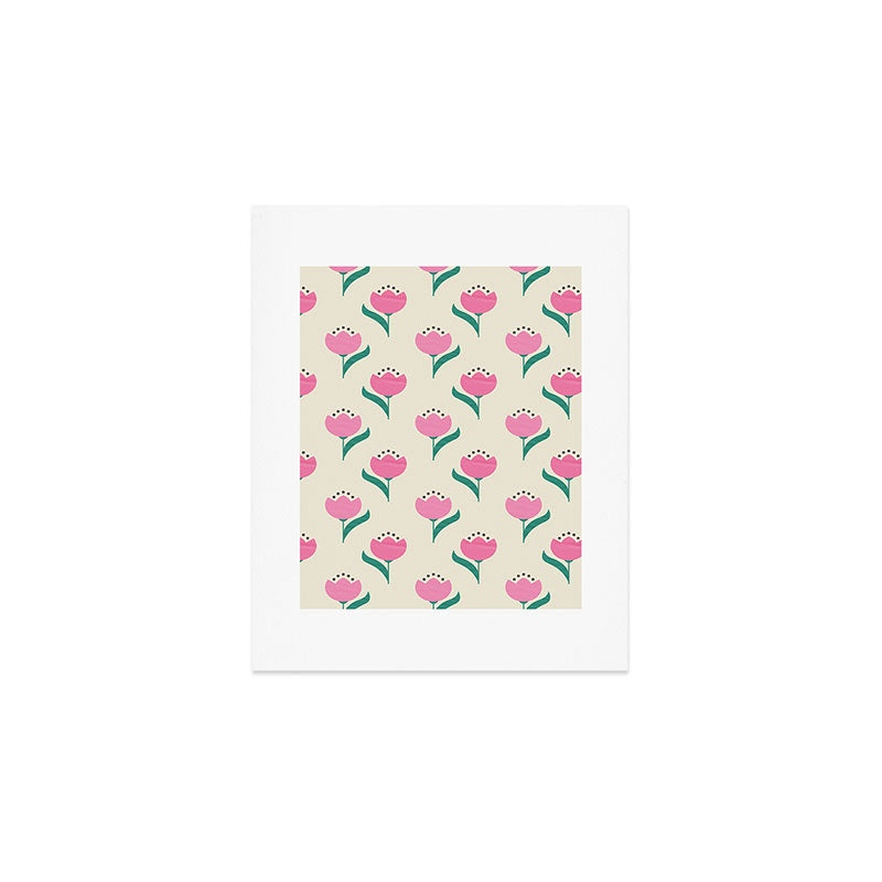 Vintage Pink Fabric Tulips  Art Print Gallery Image 1