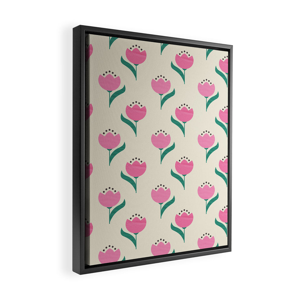 Vintage Pink Fabric Tulips  Framed Canvas Print Gallery Image 2