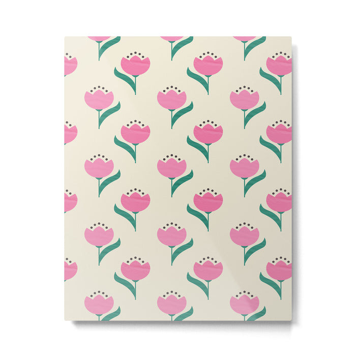 Vintage Pink Fabric Tulips  Metal Print Gallery Image 1