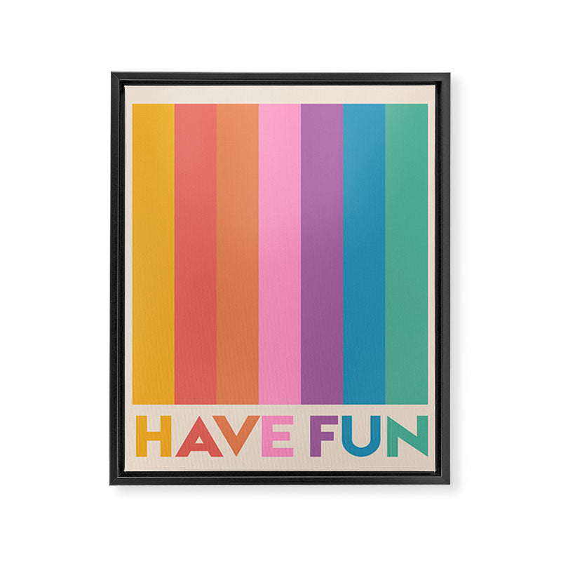 Vintage Rainbow Have Fun Text Framed Canvas Print Gallery Image 8