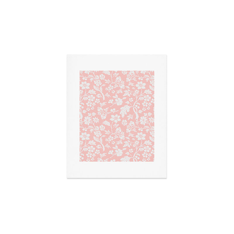 Vintage Style Chintz Florals On Soft Pink Art Print Gallery Image 1