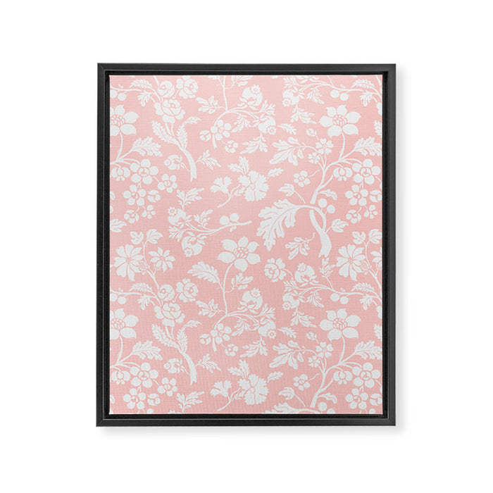 Vintage Style Chintz Florals On Soft Pink Framed Canvas Print Gallery Image 1
