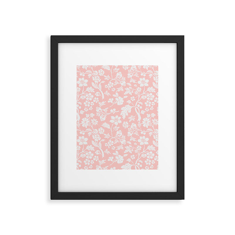 Vintage Style Chintz Florals On Soft Pink Framed Art Print Gallery Image 6