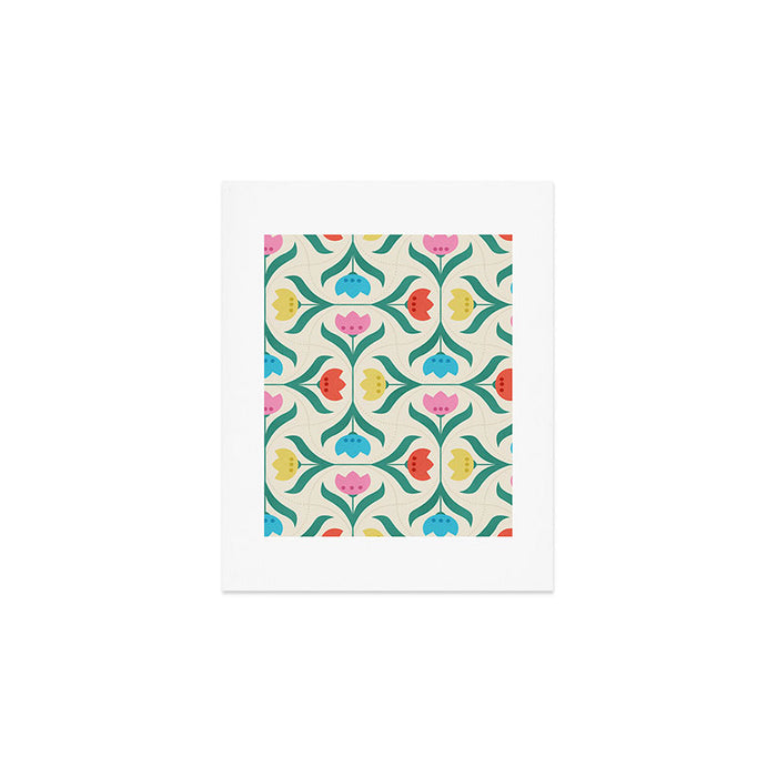 Vintage Tulips Patchwork Pattern Art Print Gallery Image 1