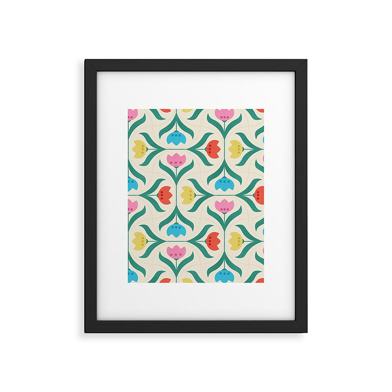 Vintage Tulips Patchwork Pattern Framed Art Print Gallery Image 6