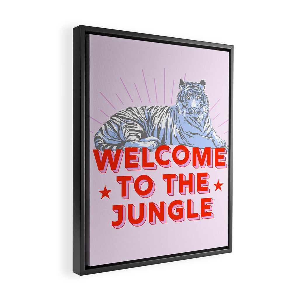 welcome to the jungle - retro tiger Framed Canvas Print Gallery Image 2