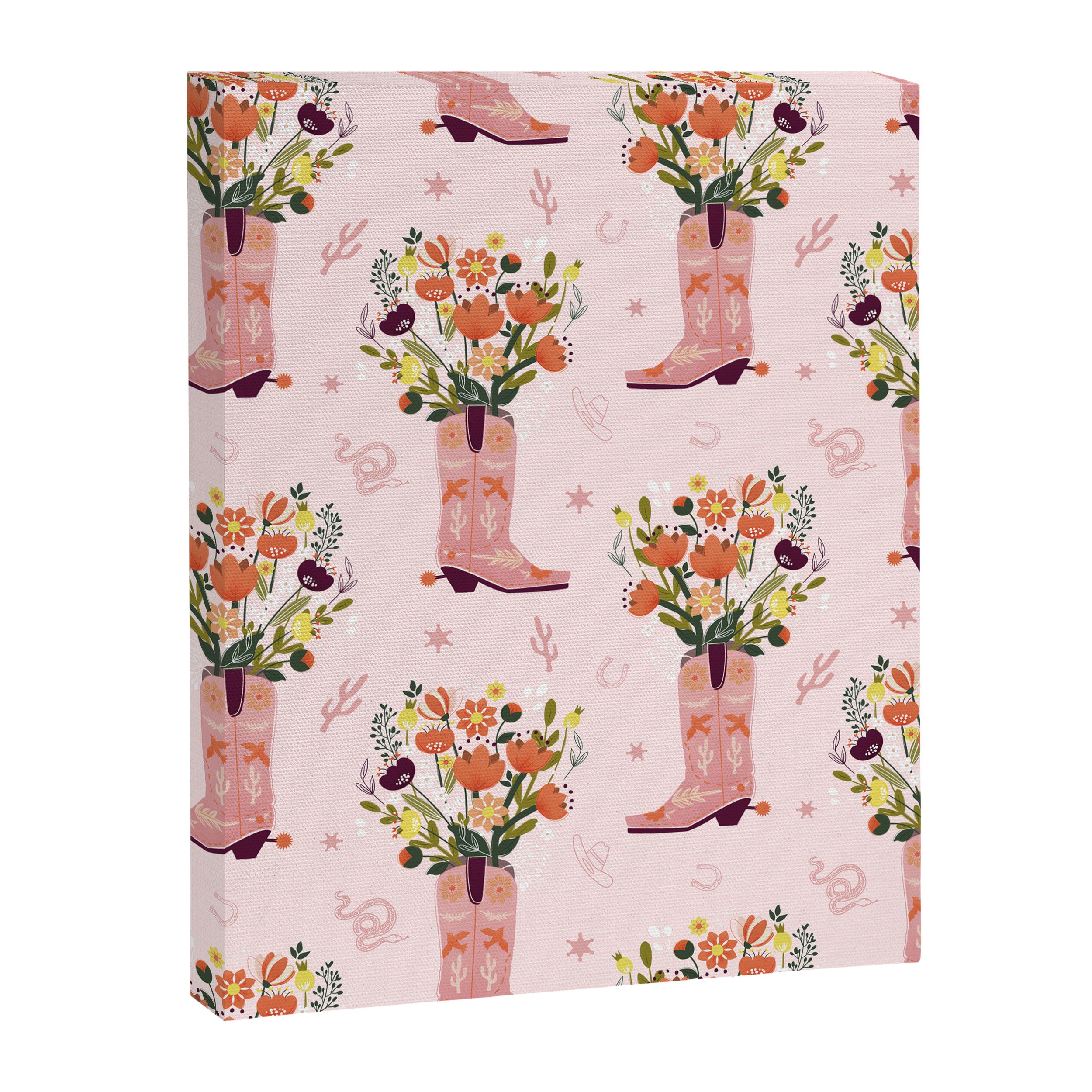 Western Floral Cowboy Boots Pattern Canvas Print Gallery Image 8