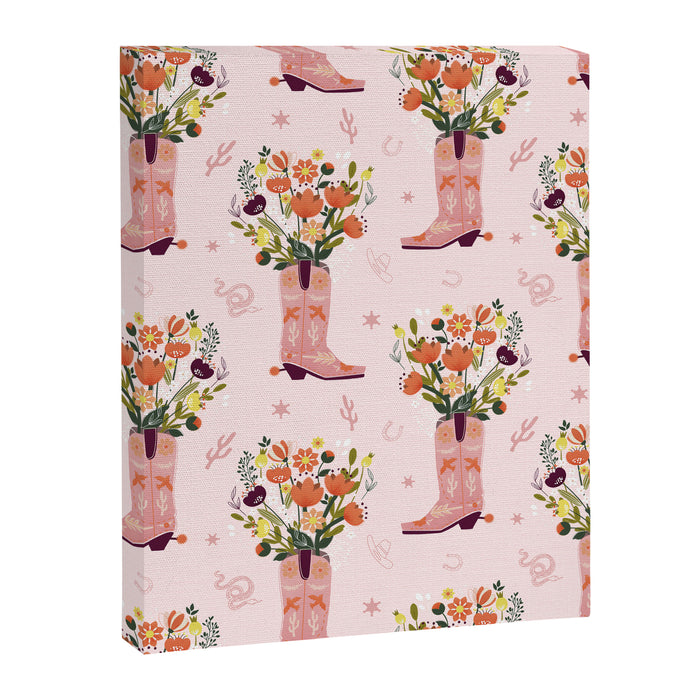 Western Floral Cowboy Boots Pattern Canvas Print Gallery Image 1