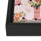 Western Floral Cowboy Boots Pattern Framed Canvas Print Gallery Image 3