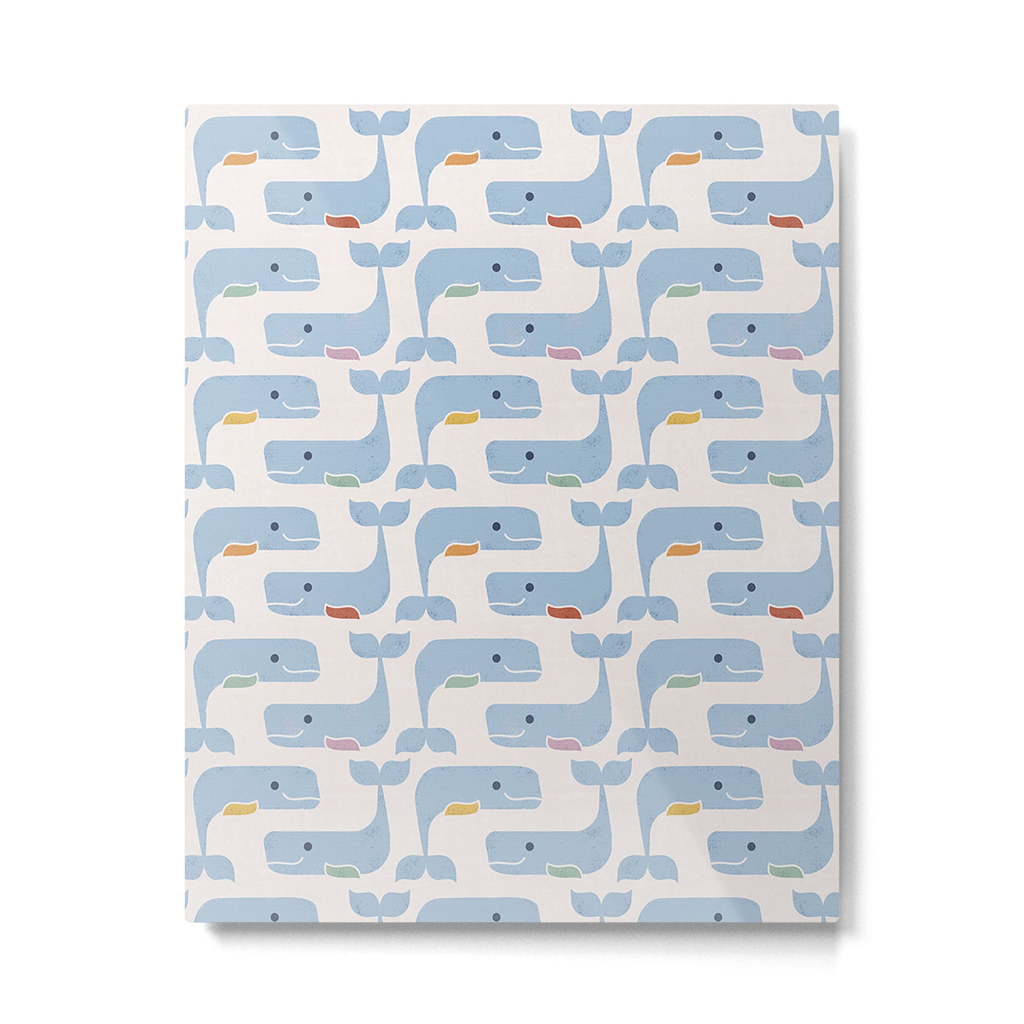 Whimsical Blue Whales Hand-Drawn Pattern Metal Print Gallery Image 6