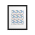 Whimsical Blue Whales Hand-Drawn Pattern Framed Art Print Gallery Image 6