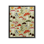 Whimsical Forest Mushrooms Pattern Framed Canvas Print Gallery Image 8