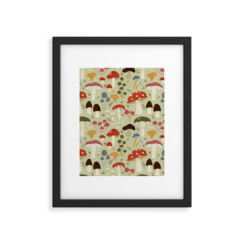 Whimsical Forest Mushrooms Pattern Framed Art Print Gallery Image 6
