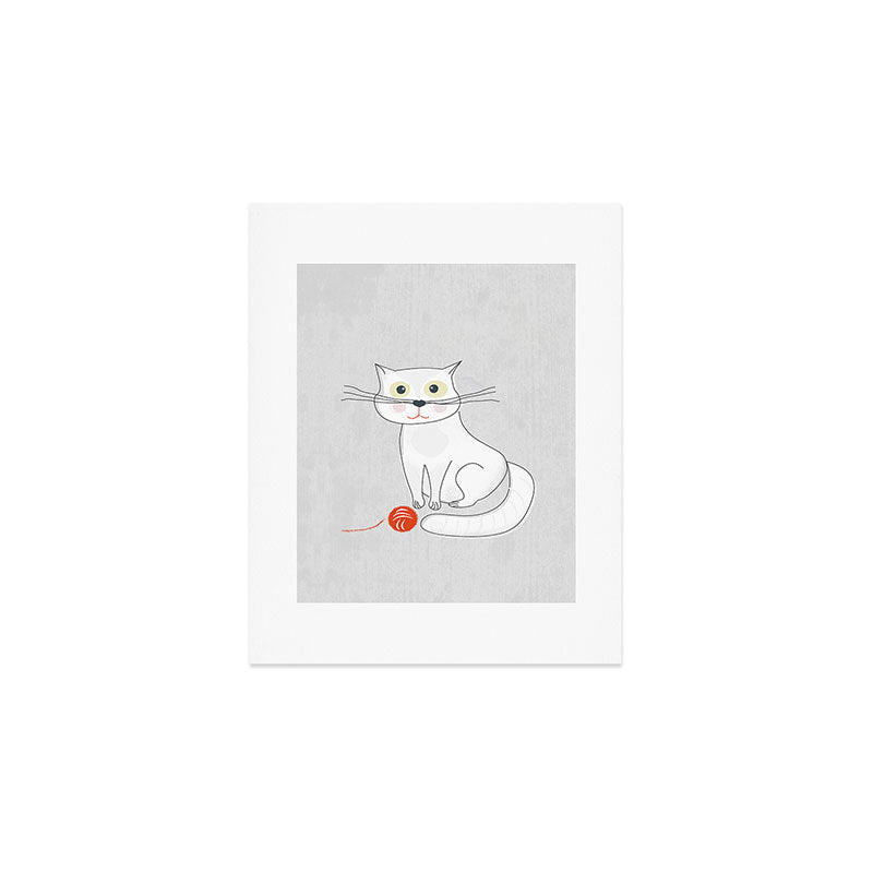 White Cat Art Print Gallery Image 1