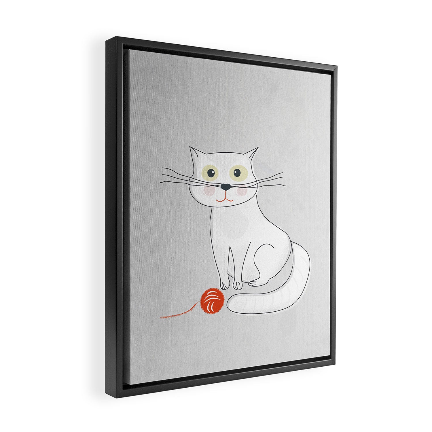 White Cat Framed Canvas Print Gallery Image 2