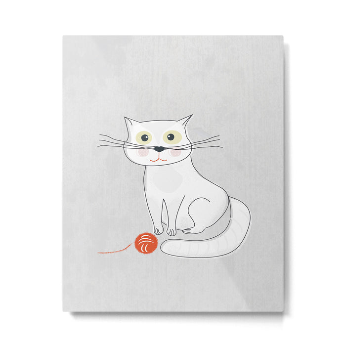 White Cat Metal Print Gallery Image 1