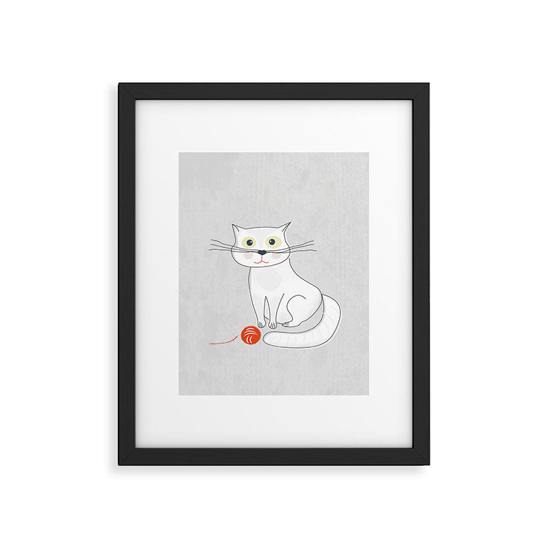 White Cat Framed Art Print Gallery Image 6