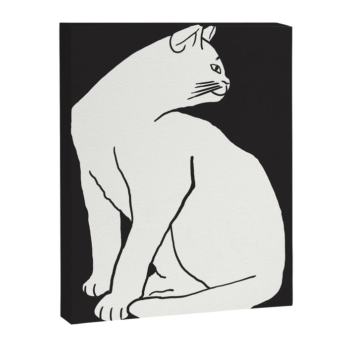 White Cat On Black Canvas Print Gallery Image 1