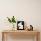 White Cat On Black Framed Canvas Print Gallery Image 4