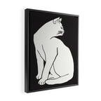 White Cat On Black Framed Canvas Print Gallery Image 2