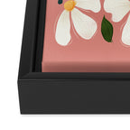 White Daisies On Pink Framed Canvas Print Gallery Image 3