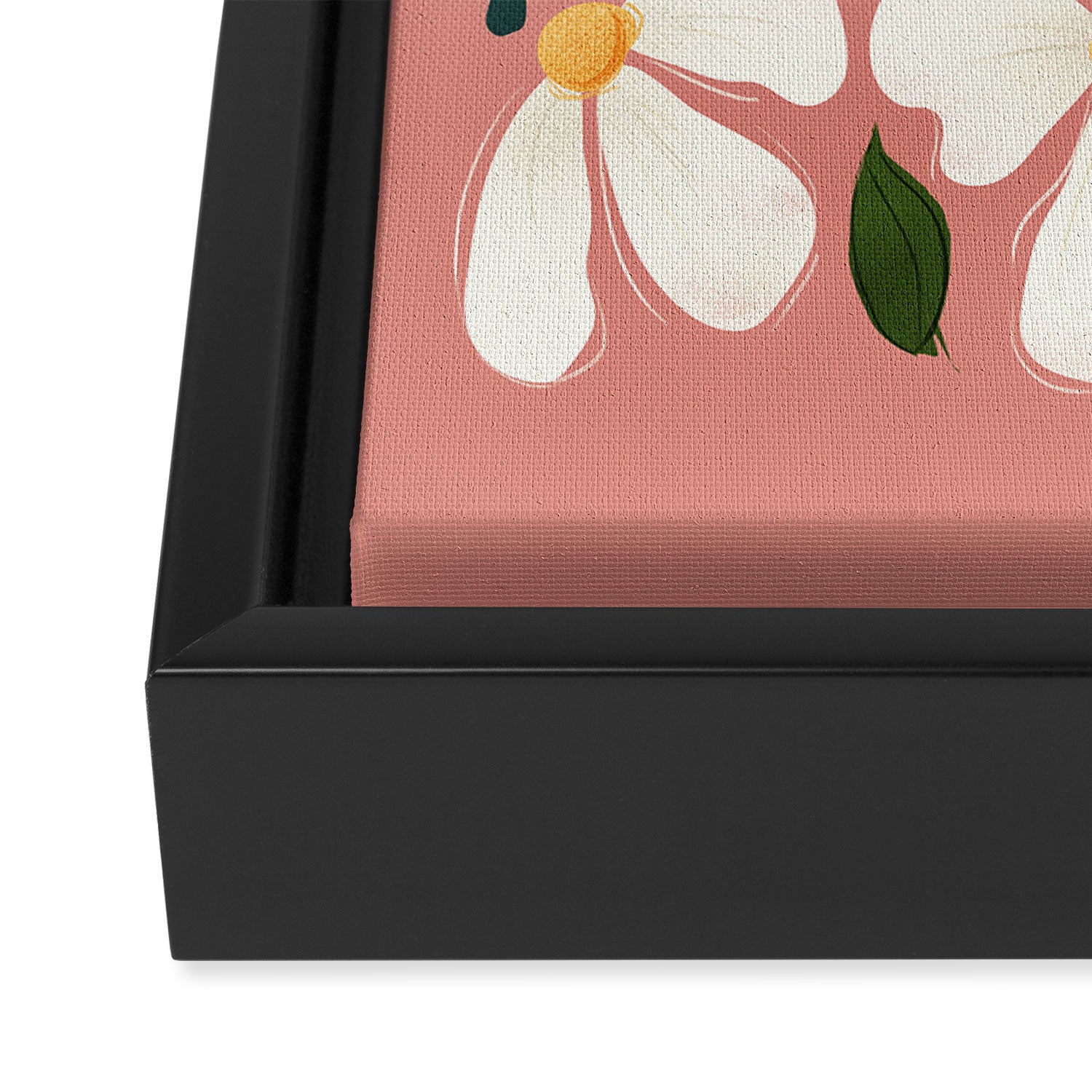 White Daisies On Pink Framed Canvas Print Gallery Image 3