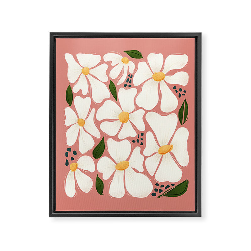 White Daisies On Pink Framed Canvas Print Gallery Image 8