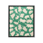 White Silly Cats Pattern Framed Canvas Print Gallery Image 8