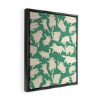 White Silly Cats Pattern Framed Canvas Print Gallery Image 2