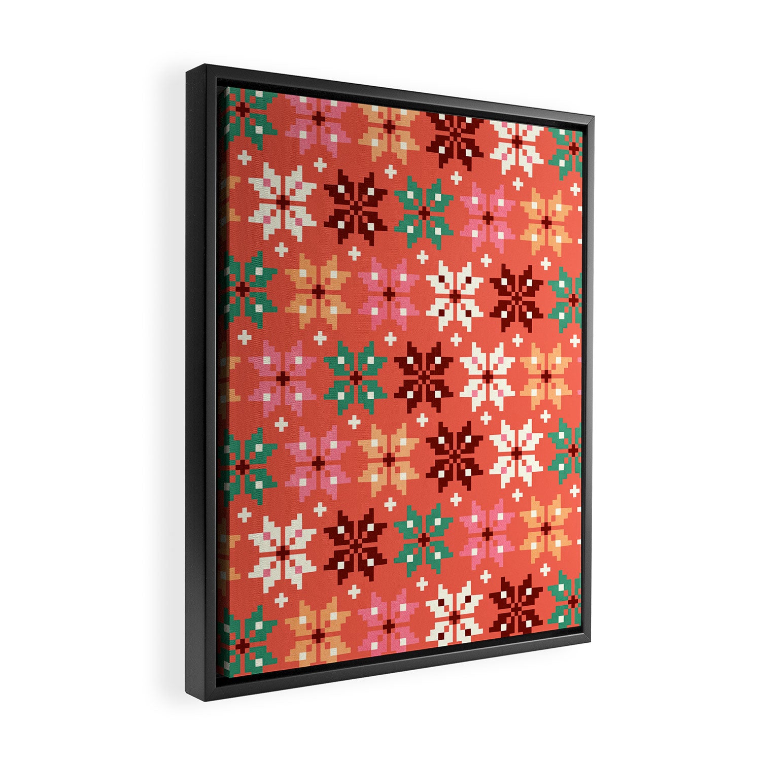 Winter Quilt Pattern no2 Framed Canvas Print Gallery Image 2