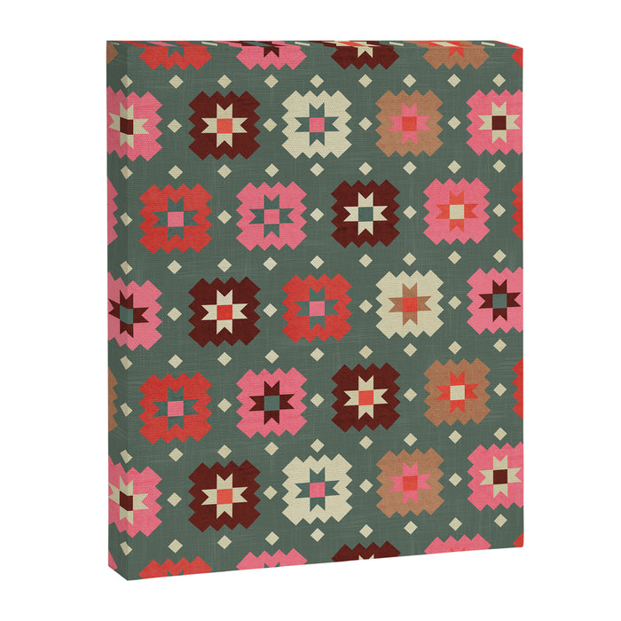 Winter Quilt Stars: Festive Mosaic in Jewel Tones Canvas Print Gallery Image 1