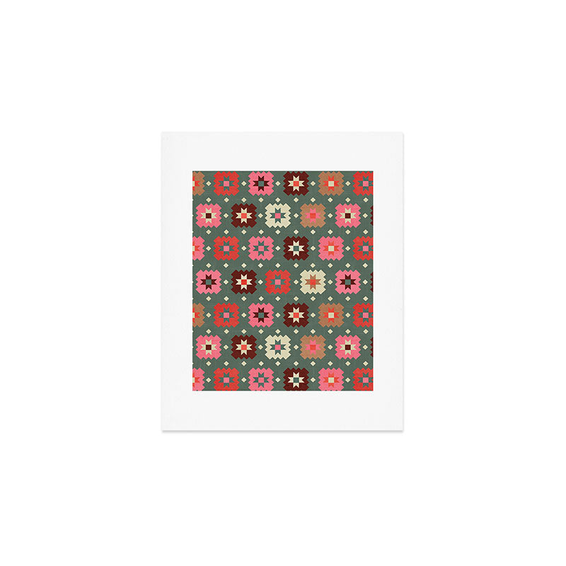 Winter Quilt Stars: Festive Mosaic in Jewel Tones Art Print Gallery Image 1