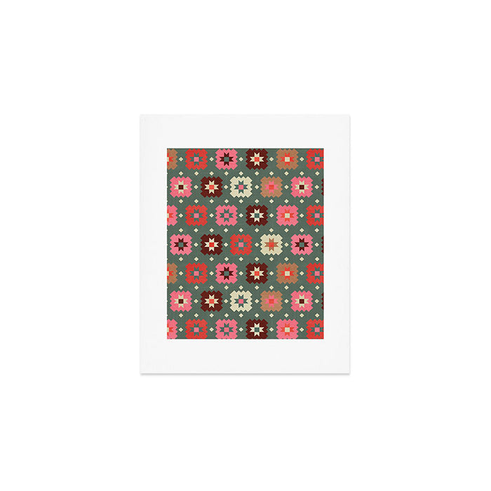 Winter Quilt Stars: Festive Mosaic in Jewel Tones Art Print Gallery Image 1