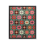 Winter Quilt Stars: Festive Mosaic in Jewel Tones Framed Canvas Print Gallery Image 8