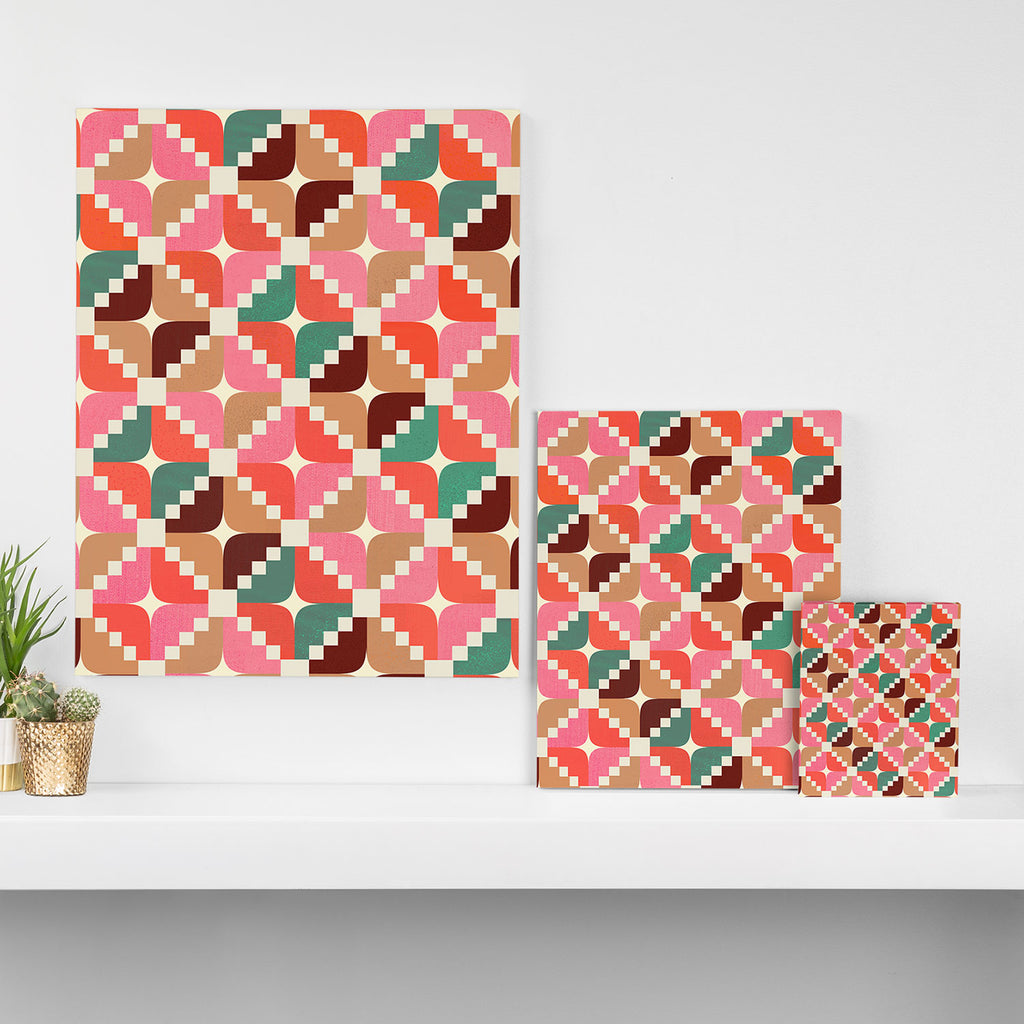 Winter Retro Quilt Pattern Canvas Print Gallery Image 3