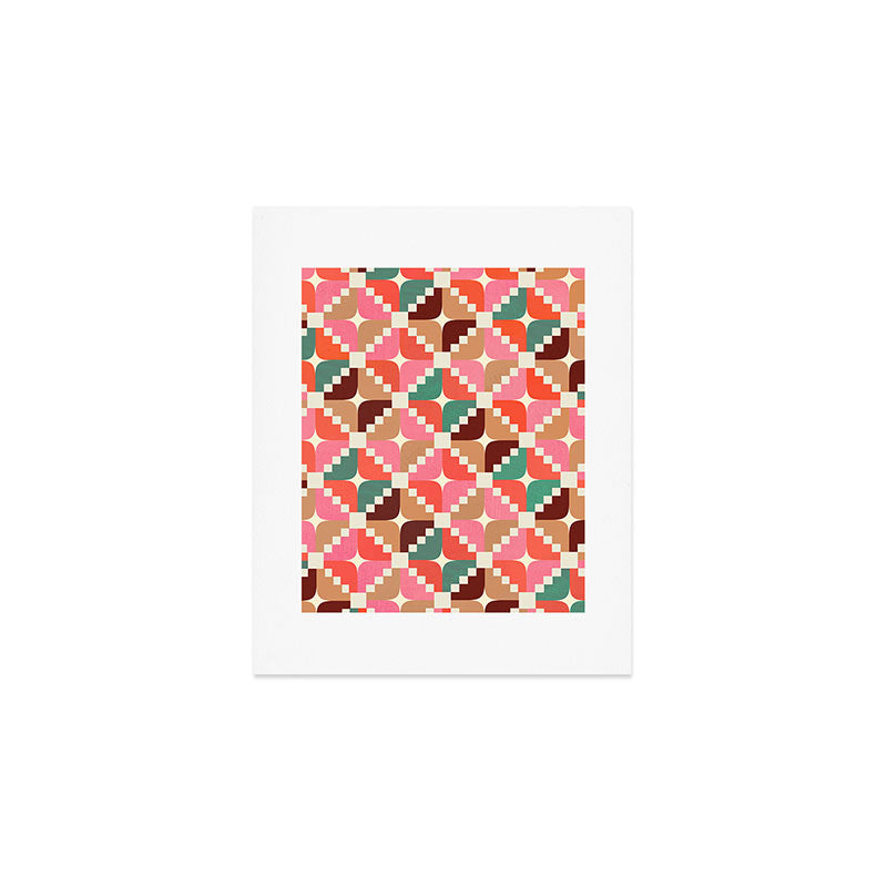 Winter Retro Quilt Pattern Art Print Gallery Image 1