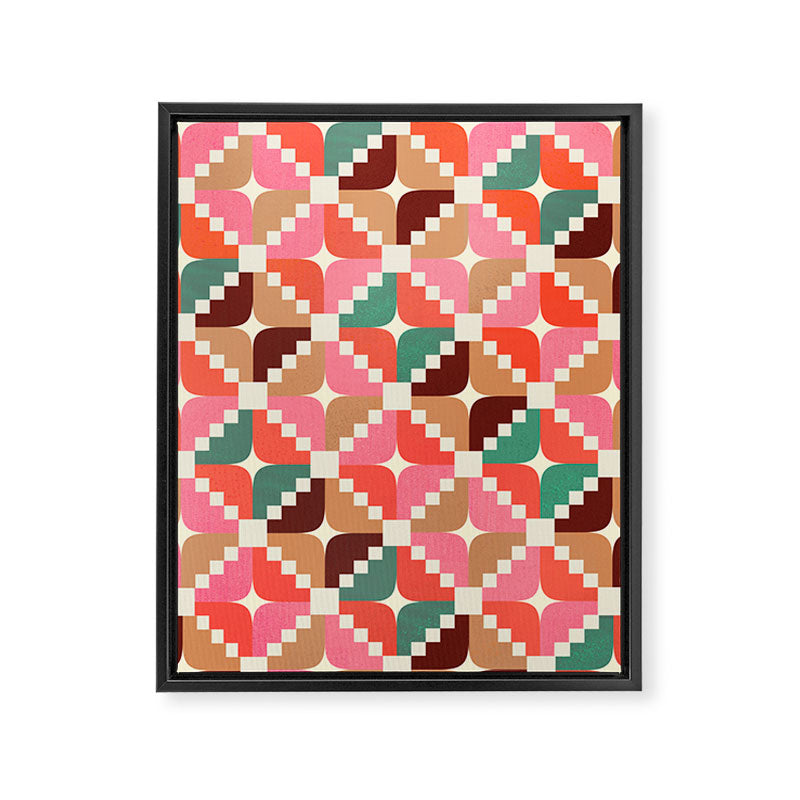 Winter Retro Quilt Pattern Framed Canvas Print Gallery Image 8