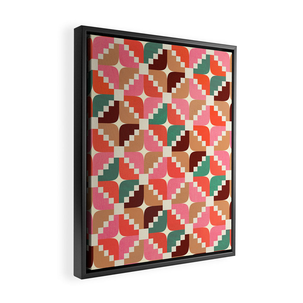 Winter Retro Quilt Pattern Framed Canvas Print Gallery Image 2