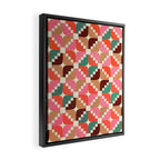 Winter Retro Quilt Pattern Framed Canvas Print Gallery Image 2