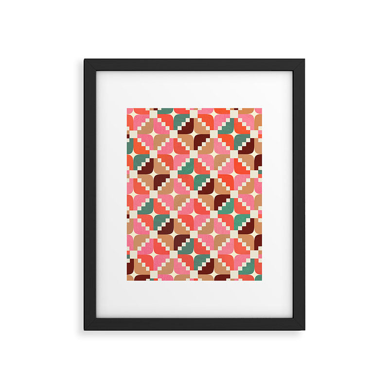 Winter Retro Quilt Pattern Framed Art Print Gallery Image 6