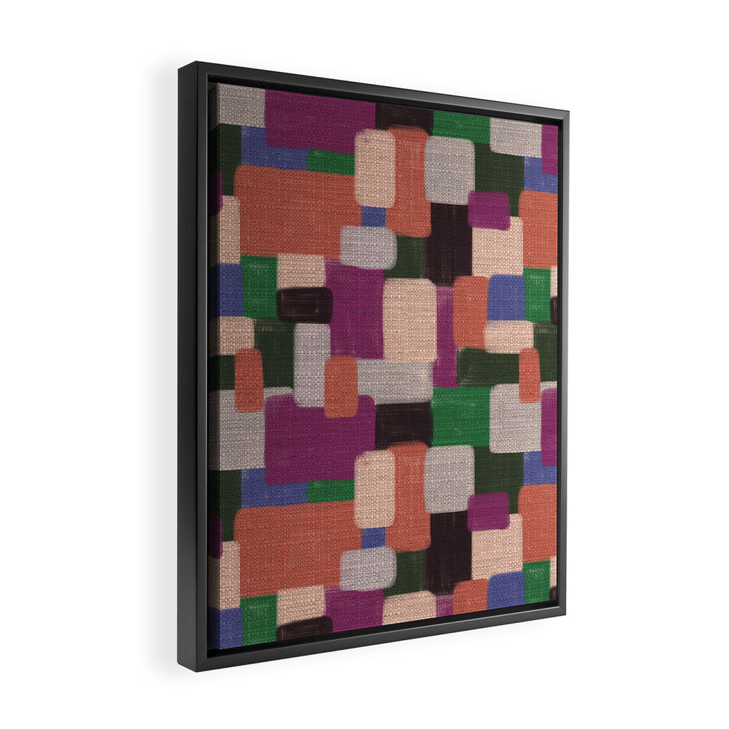 Woven Color Blocks - Modern Craft Texture Framed Canvas Print Gallery Image 2