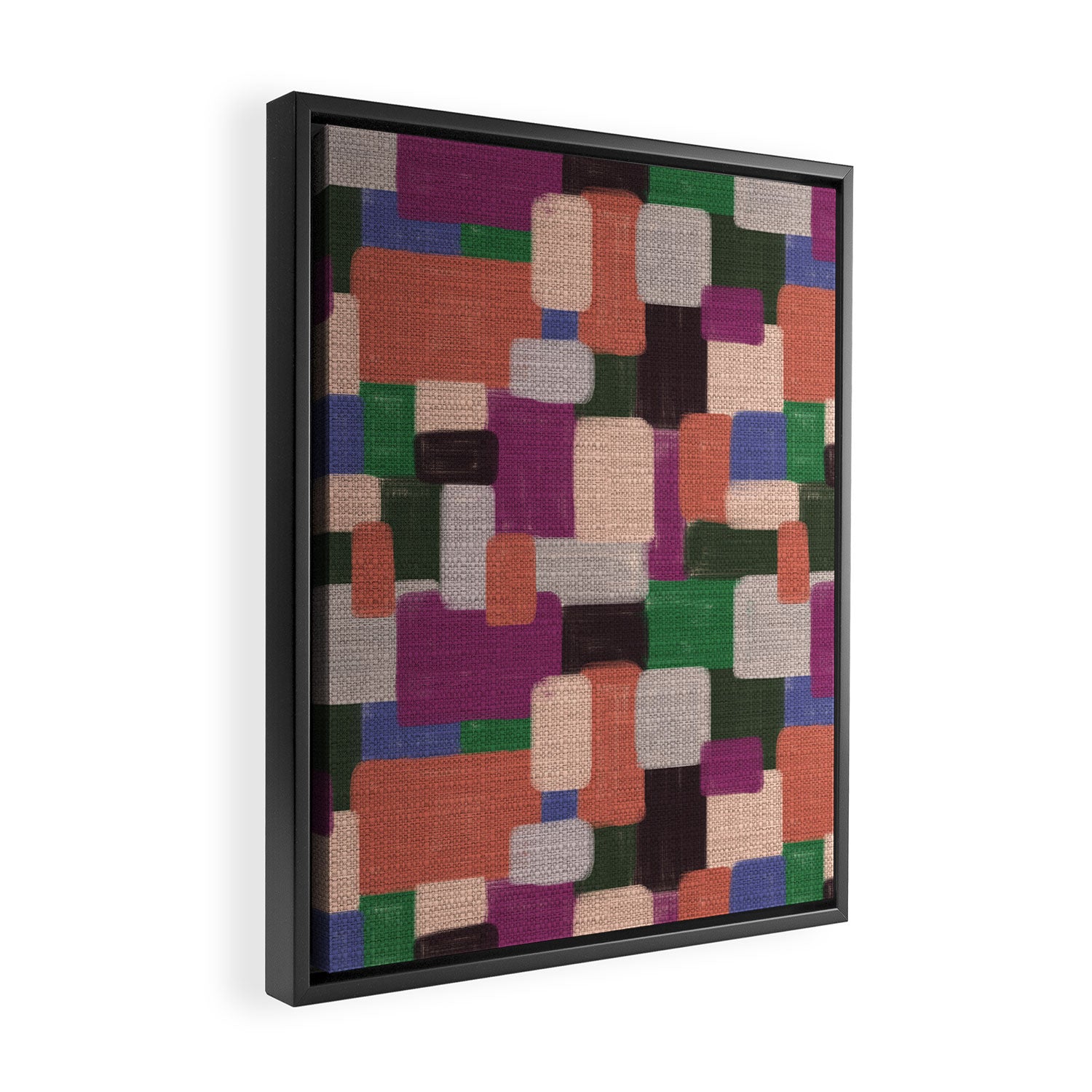 Woven Color Blocks - Modern Craft Texture Framed Canvas Print Gallery Image 2