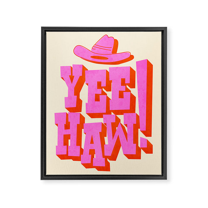 Yee Haw! Fun Cowboy Art Framed Canvas Print Gallery Image 1