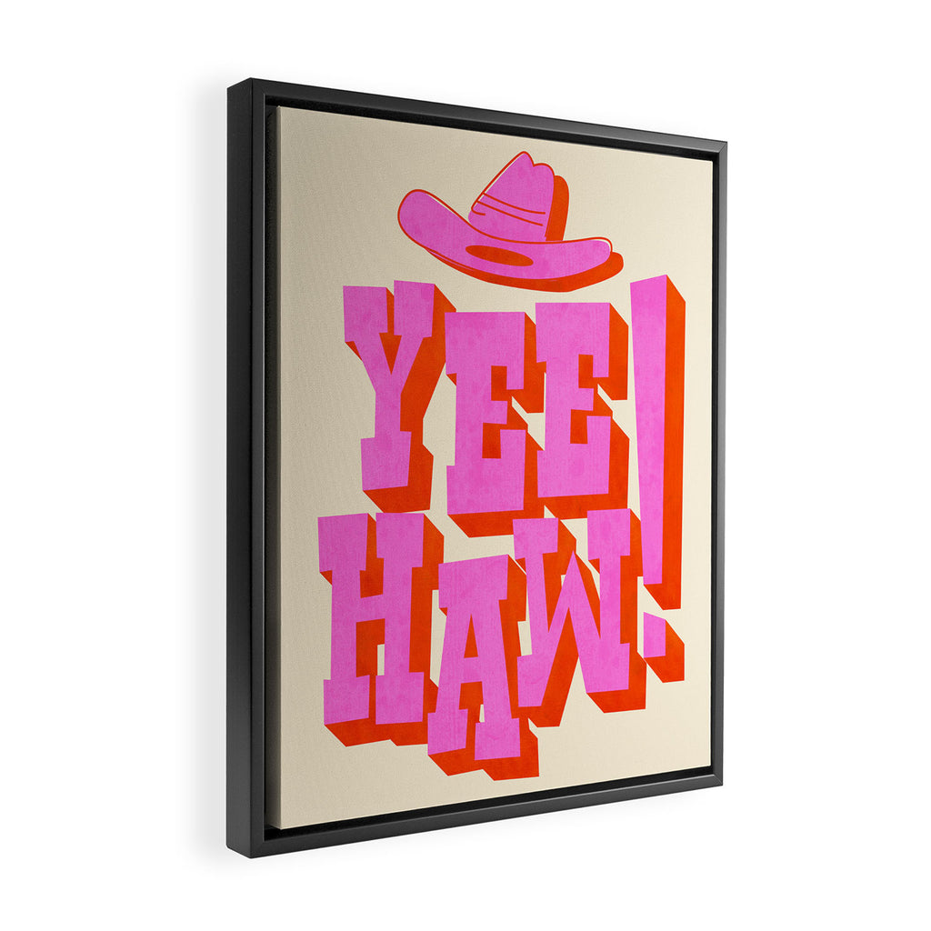 Yee Haw! Fun Cowboy Art Framed Canvas Print Gallery Image 2